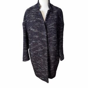 Mango Tweed Wool Blend Black and White Textured Coat Womans XS